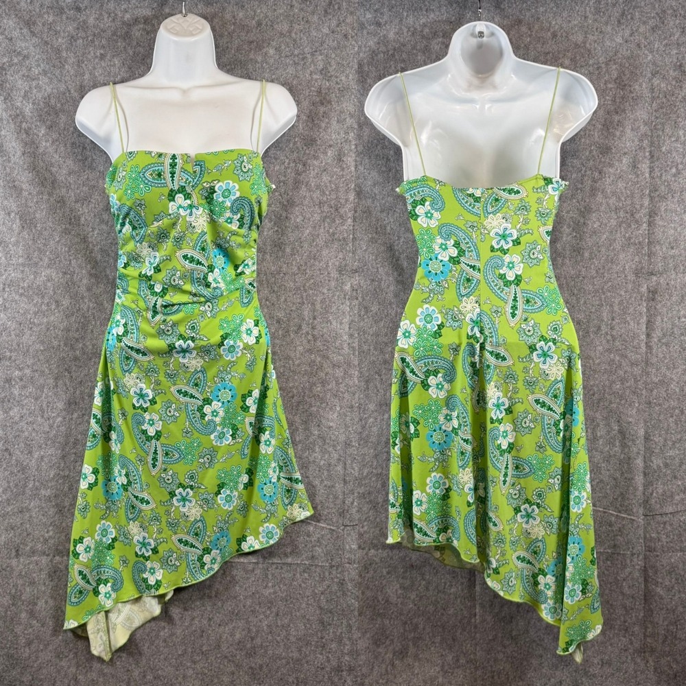 Y2K Babydoll Slip Dress Juniors Medium Romantic Fairy Paisley Green Clueless